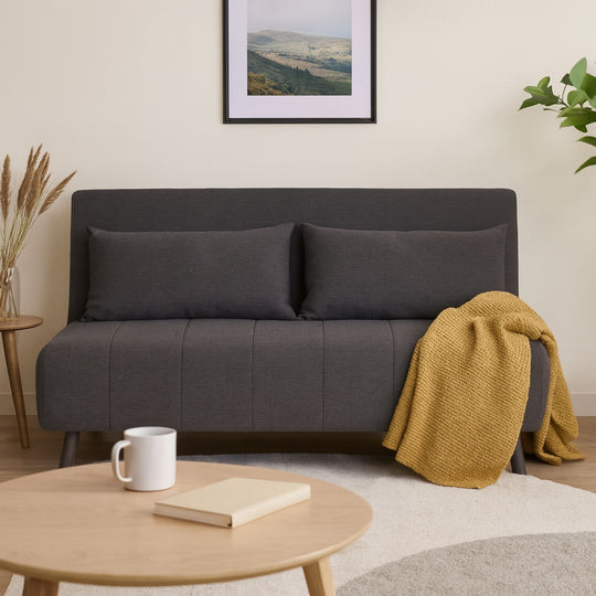Canapé convertible ALINEA Noli 2 places en tissu gris anthracite