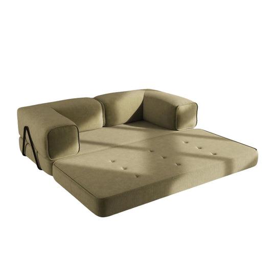 Canapé convertible BEST MOBILIER Poppy 3 places en velours côtelé vert