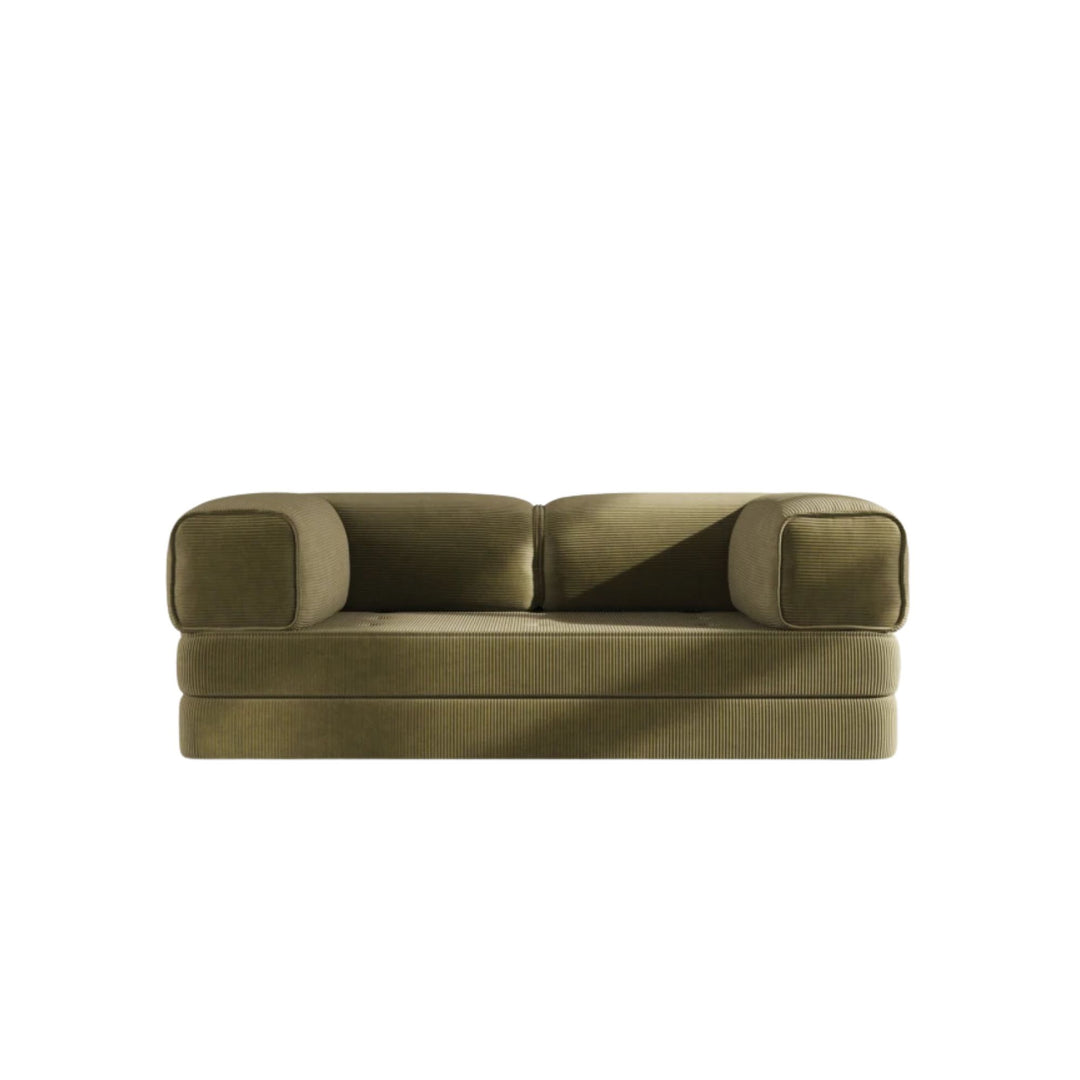 Canapé convertible BEST MOBILIER Poppy 3 places en velours côtelé vert