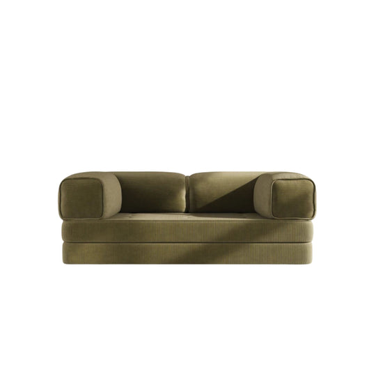Canapé convertible BEST MOBILIER Poppy 3 places en velours côtelé vert