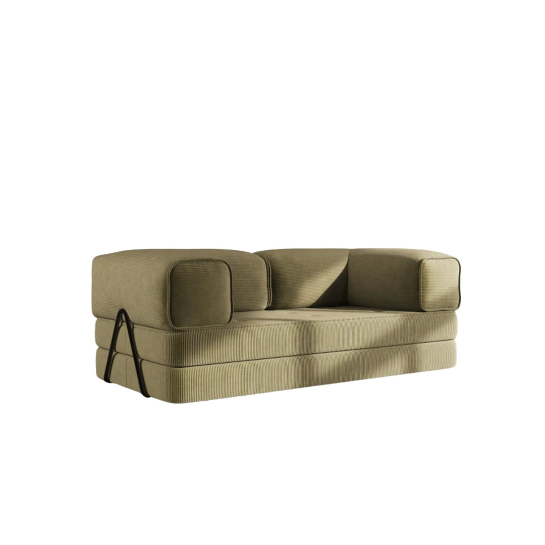 Canapé convertible BEST MOBILIER Poppy 3 places en velours côtelé vert