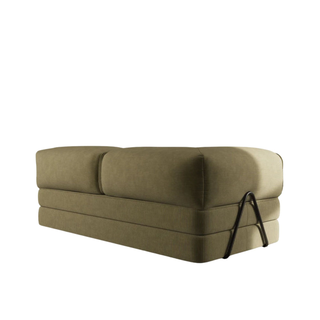 Canapé convertible BEST MOBILIER Poppy 3 places en velours côtelé vert