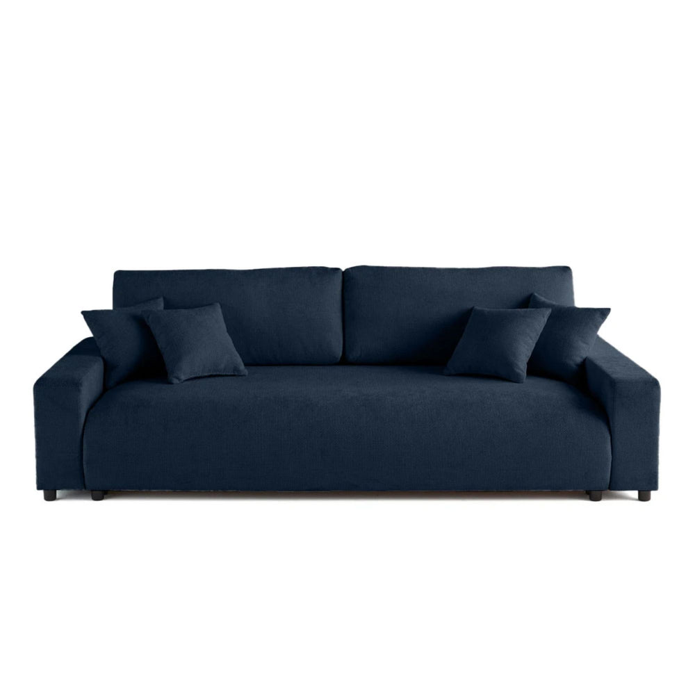 Canapé convertible BESTMOBILIER Pivoine 3 places avec coffre en velours texturé bleu
