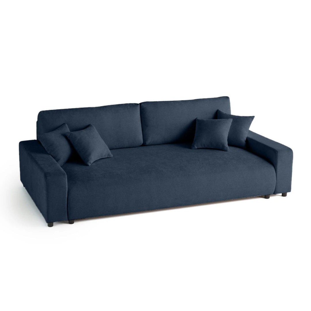 Canapé convertible BESTMOBILIER Pivoine 3 places avec coffre en velours texturé bleu