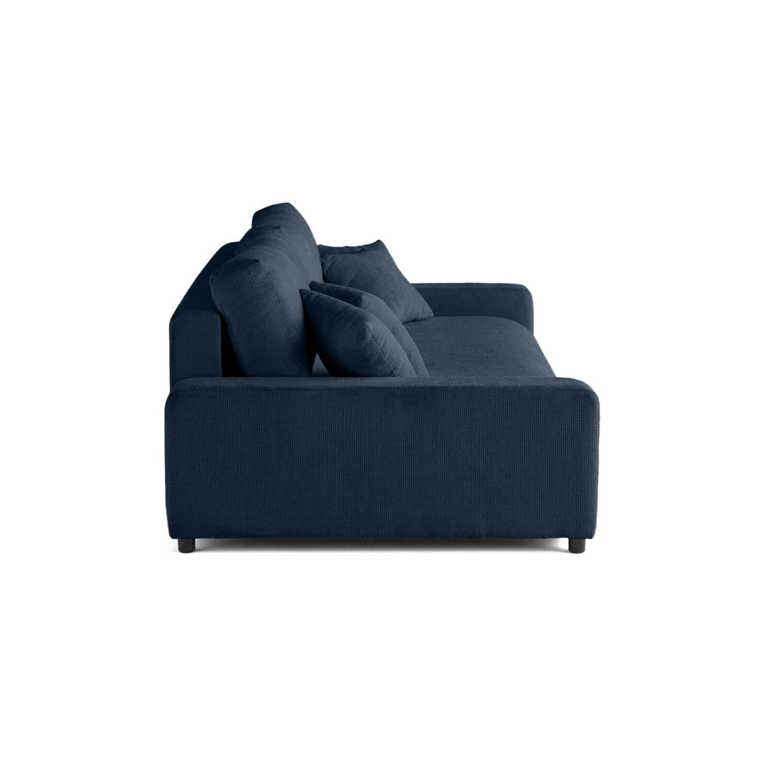 Canapé convertible BESTMOBILIER Pivoine 3 places avec coffre en velours texturé bleu
