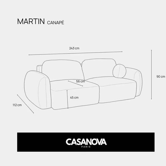 Canapé convertible CASANOVA Martin 2 places en tissu chenille bleu