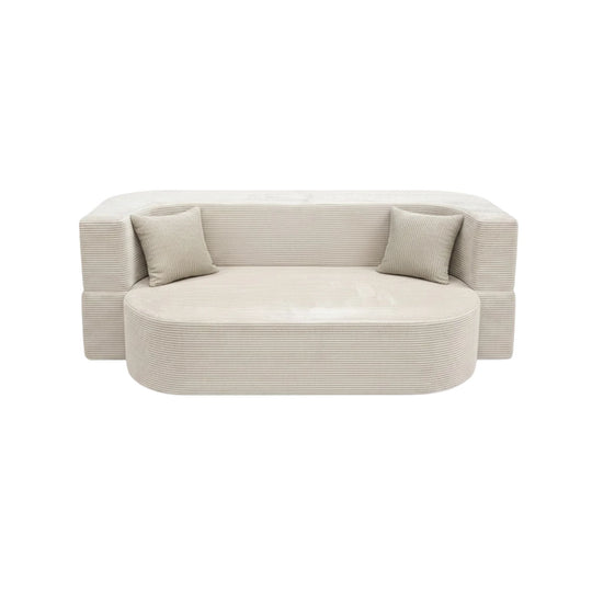 Canapé convertible CASANOVA Veneda 3 places en velours côtelé beige