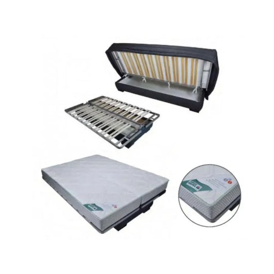 Canapé convertible clic clac BULTEX Sabor en tissu gris avec rangement 193cm