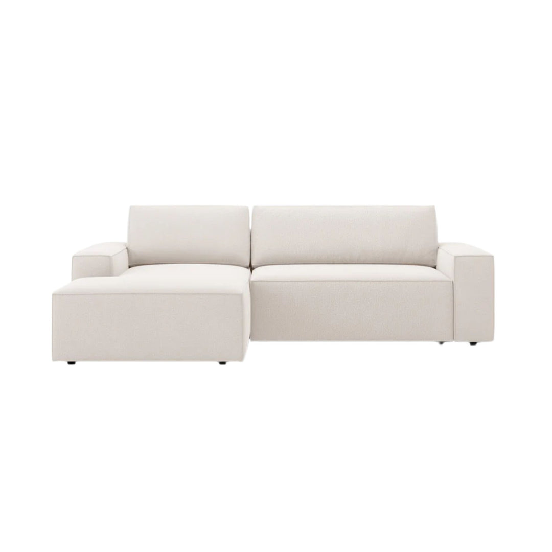 Canapé convertible d'angle gauche MICADONI Jodie 3 places en tissu beige