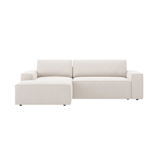 Canapé convertible d'angle gauche MICADONI Jodie 3 places en tissu beige