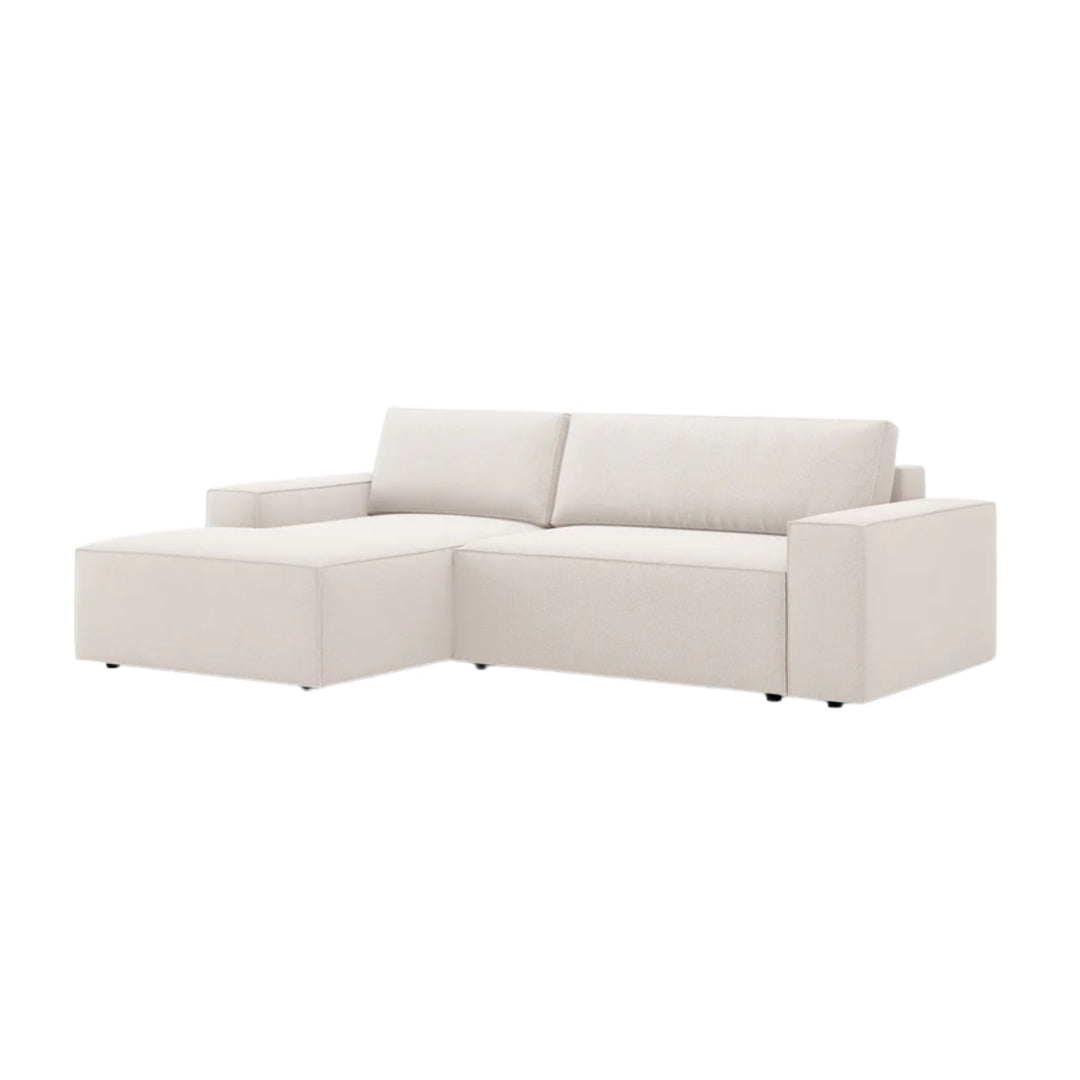 Canapé convertible d'angle gauche MICADONI Jodie 3 places en tissu beige