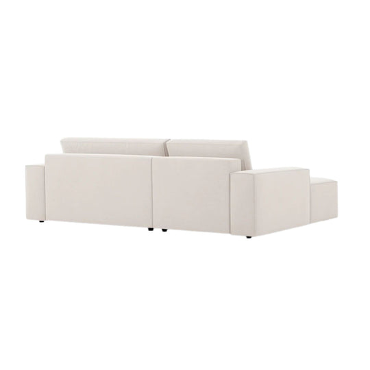 Canapé convertible d'angle gauche MICADONI Jodie 3 places en tissu beige