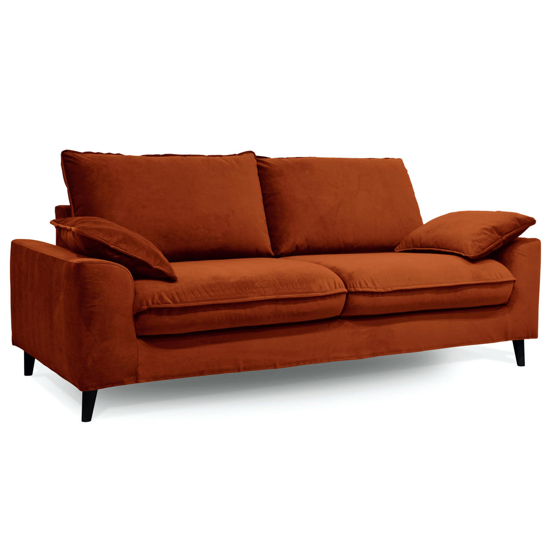 Canapé convertible Jarod en velours 3 places coloris Rouille