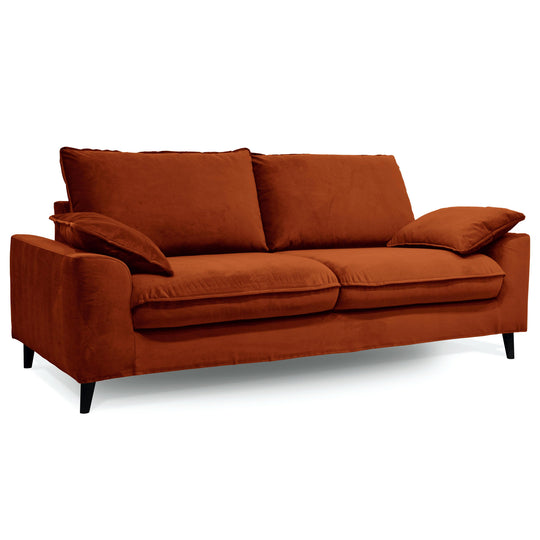 Canapé convertible Jarod en velours 3 places coloris Rouille