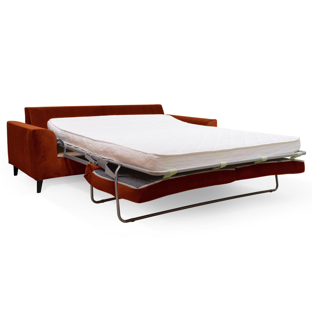 Canapé convertible Jarod en velours 3 places coloris Rouille
