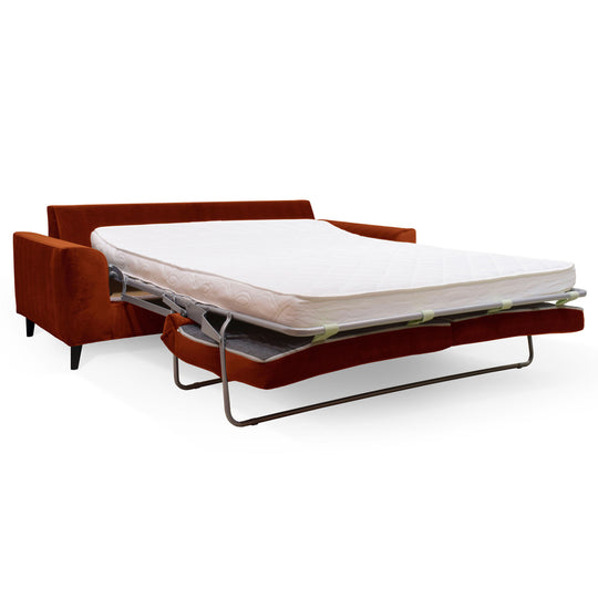 Canapé convertible Jarod en velours 3 places coloris Rouille