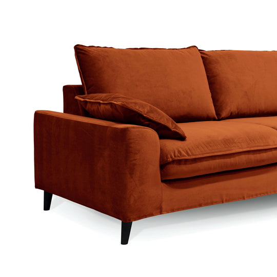 Canapé convertible Jarod en velours 3 places coloris Rouille
