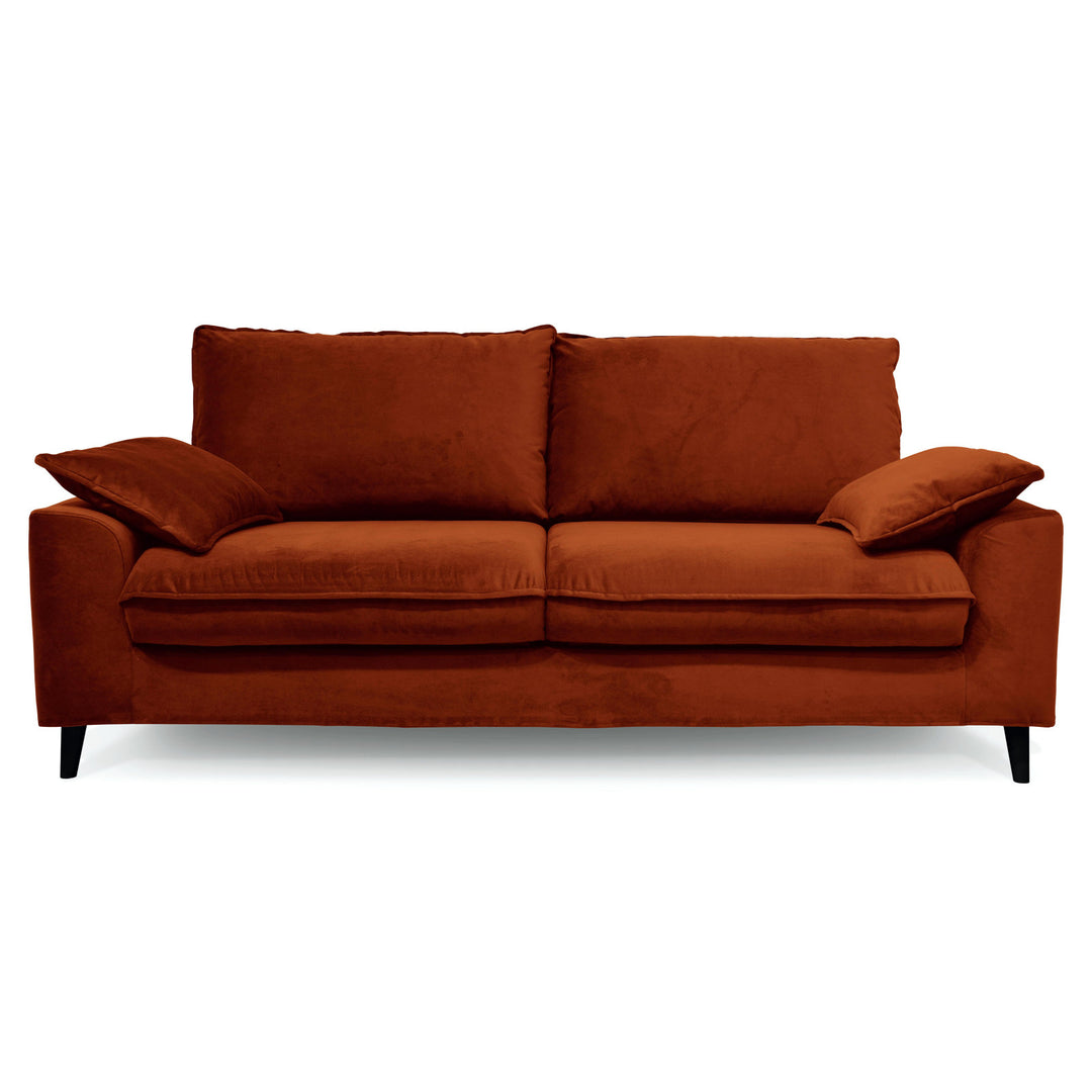 Canapé convertible Jarod en velours 3 places coloris Rouille