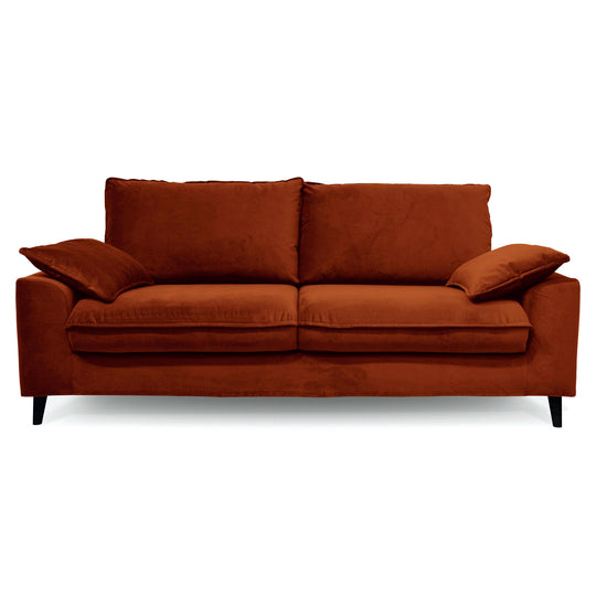 Canapé convertible Jarod en velours 3 places coloris Rouille
