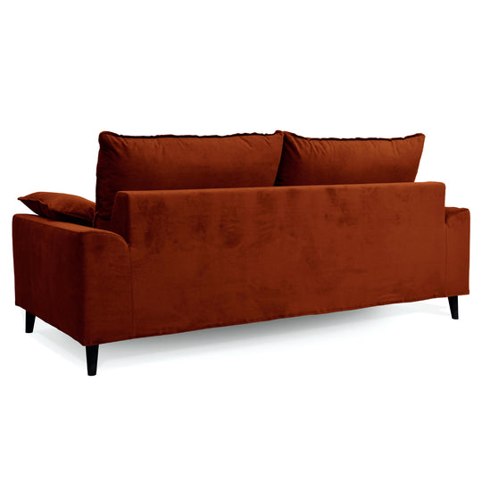 Canapé convertible Jarod en velours 3 places coloris Rouille