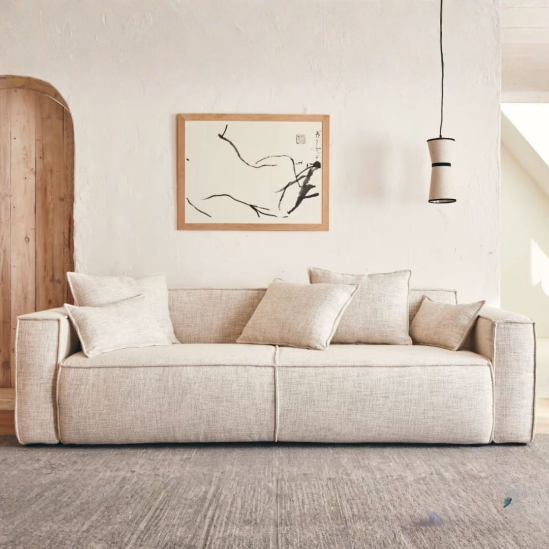 Canapé convertible KIPLI Folia 4 places en coton écru