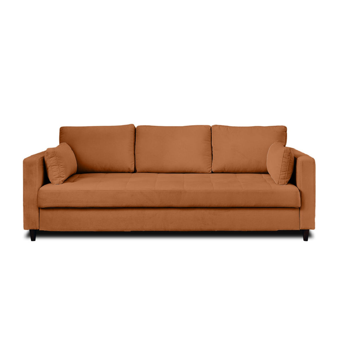 Canapé convertible LISA DESIGN Anna 3 places velours rouille