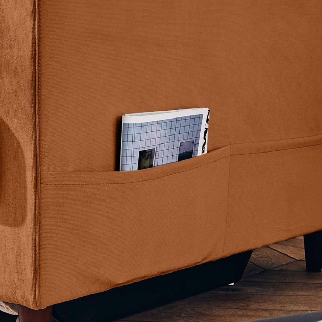 Canapé convertible LISA DESIGN Anna 3 places velours rouille