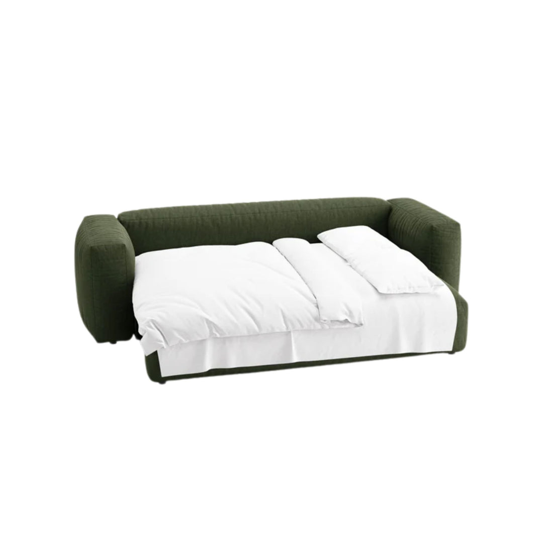 Canapé convertible MICADONI Martina 3 places en tissu vert