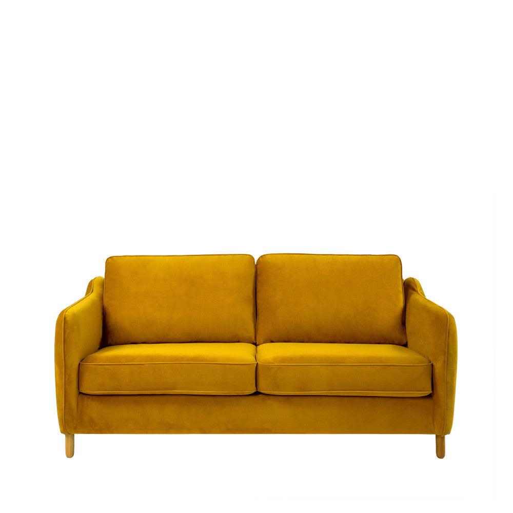 Canapé convertible DRAWER Vornay express 2 places en velours jaune moutarde