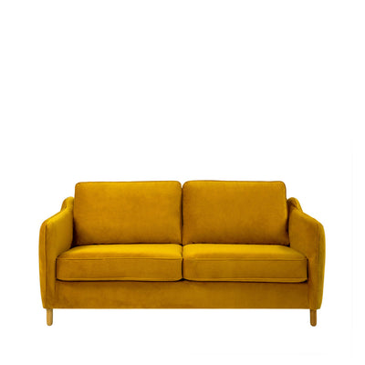 Canapé convertible DRAWER Vornay express 2 places en velours jaune moutarde