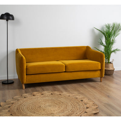 Canapé convertible DRAWER Vornay express 2 places en velours jaune moutarde