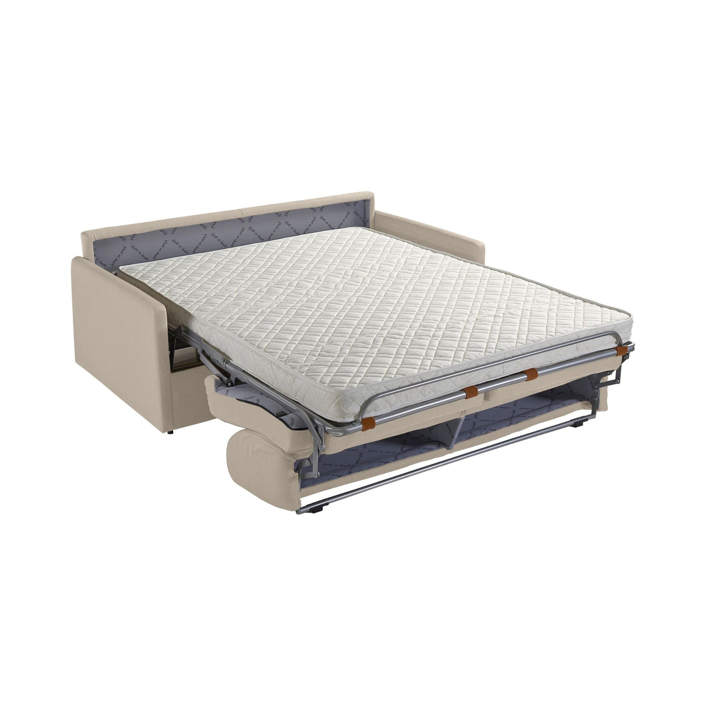 Canapé convertible VENTE UNIQUE Calife 3 places express en tissu beige avec Couchage 140 cm et Matelas 14 cm