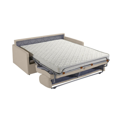 Canapé convertible VENTE UNIQUE Calife 3 places express en tissu beige avec Couchage 140 cm et Matelas 14 cm
