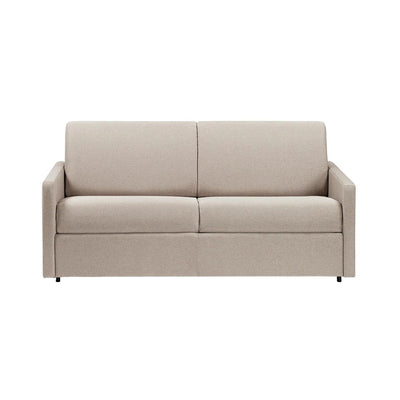 Canapé convertible VENTE UNIQUE Calife 3 places express en tissu beige avec Couchage 140 cm et Matelas 14 cm