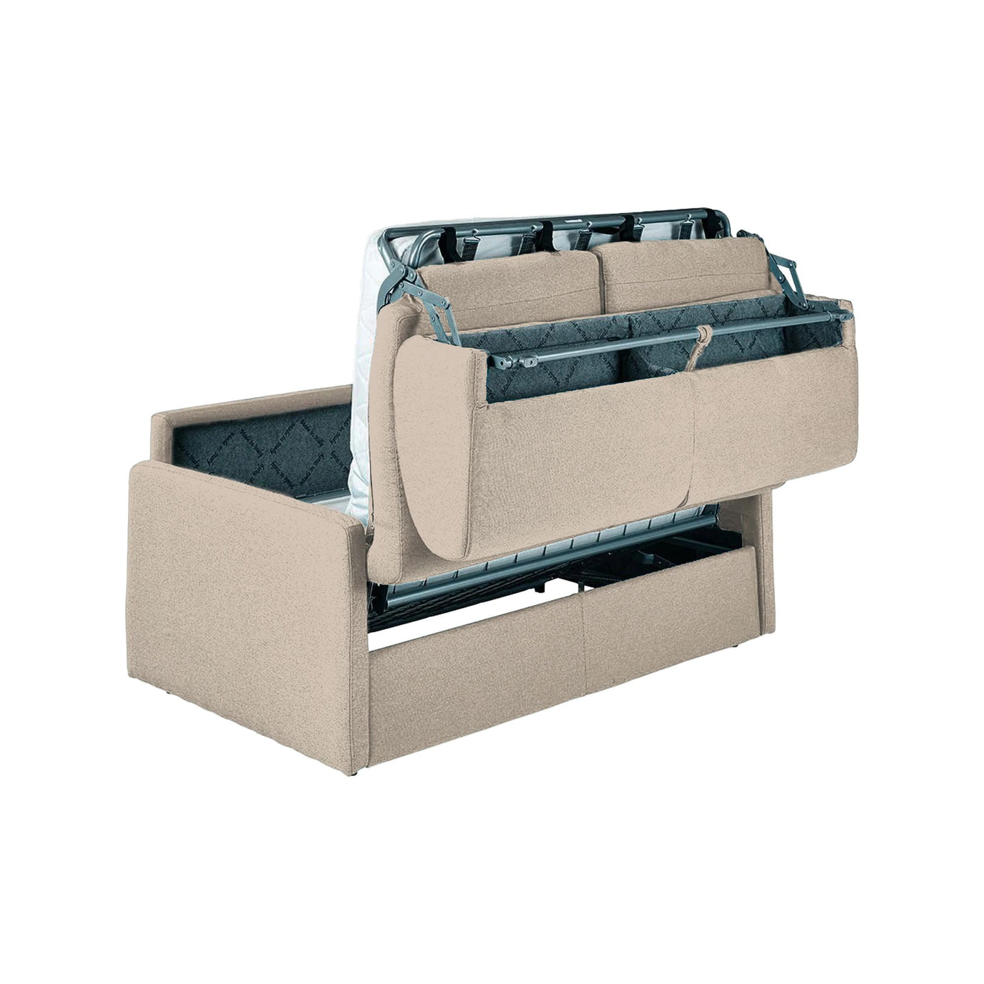 Canapé convertible VENTE UNIQUE Calife 3 places express en tissu beige avec Couchage 140 cm et Matelas 14 cm