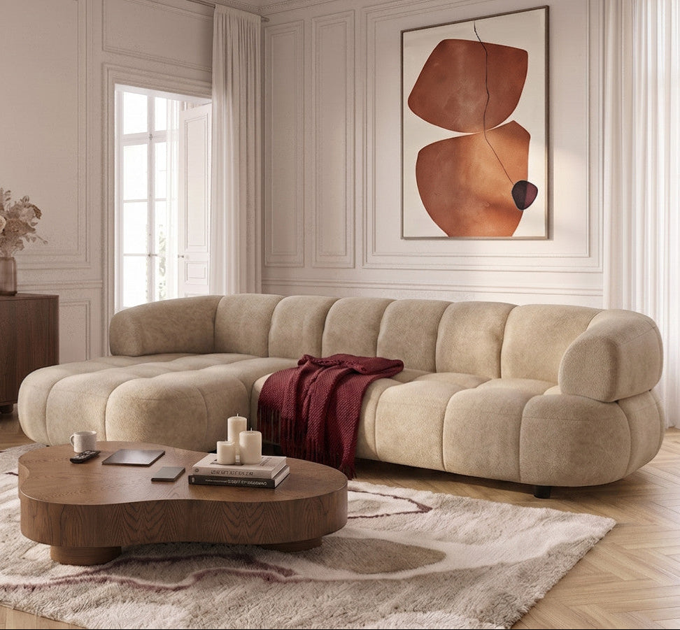 Canapé d'angle gauche convertible BOBOCHIC avance-recule électrique LOVELY tissu chenille