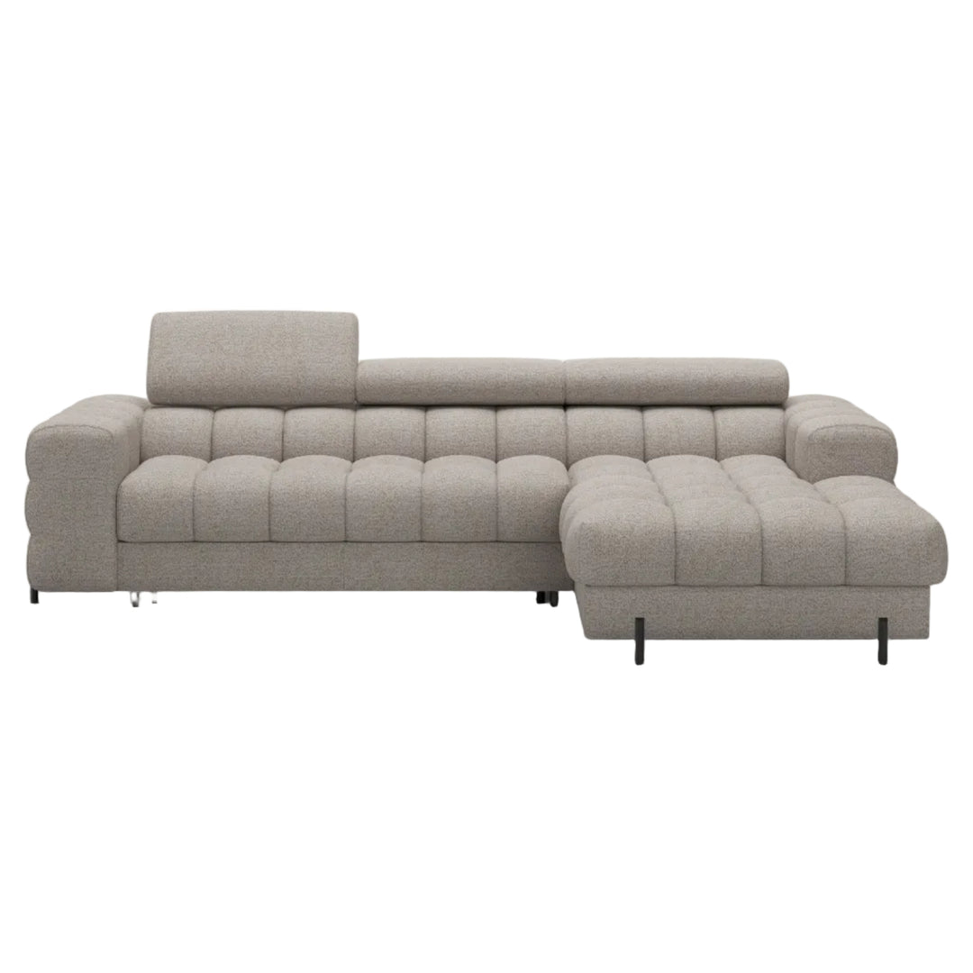 Canapé convertible d'angle droit LES TENDANCES Kate 4 places en tissu beige