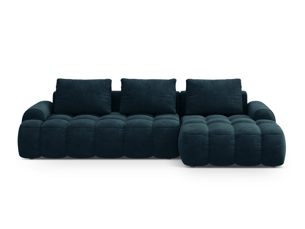 Canapé d'angle droit convertible COSMOPOLITAN DESIGN Linz 3 places en velours bleu pétrole
