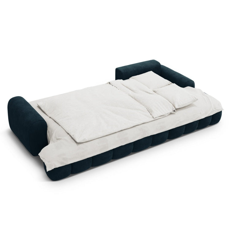 Canapé d'angle droit convertible COSMOPOLITAN DESIGN Linz 3 places en velours bleu pétrole