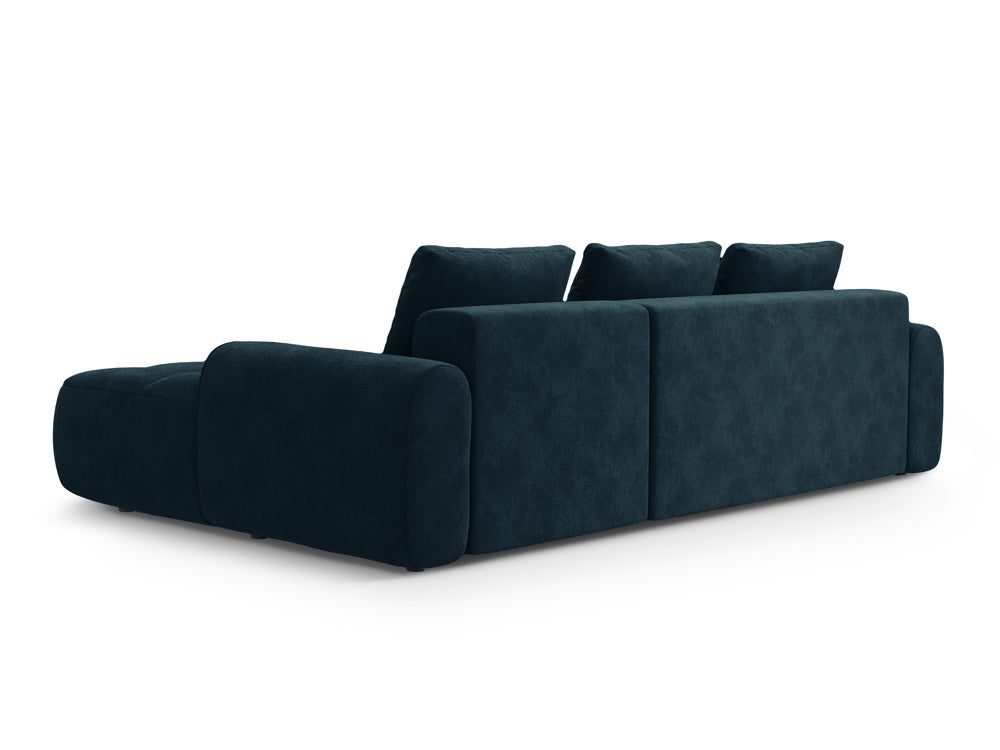 Canapé d'angle droit convertible COSMOPOLITAN DESIGN Linz 3 places en velours bleu pétrole