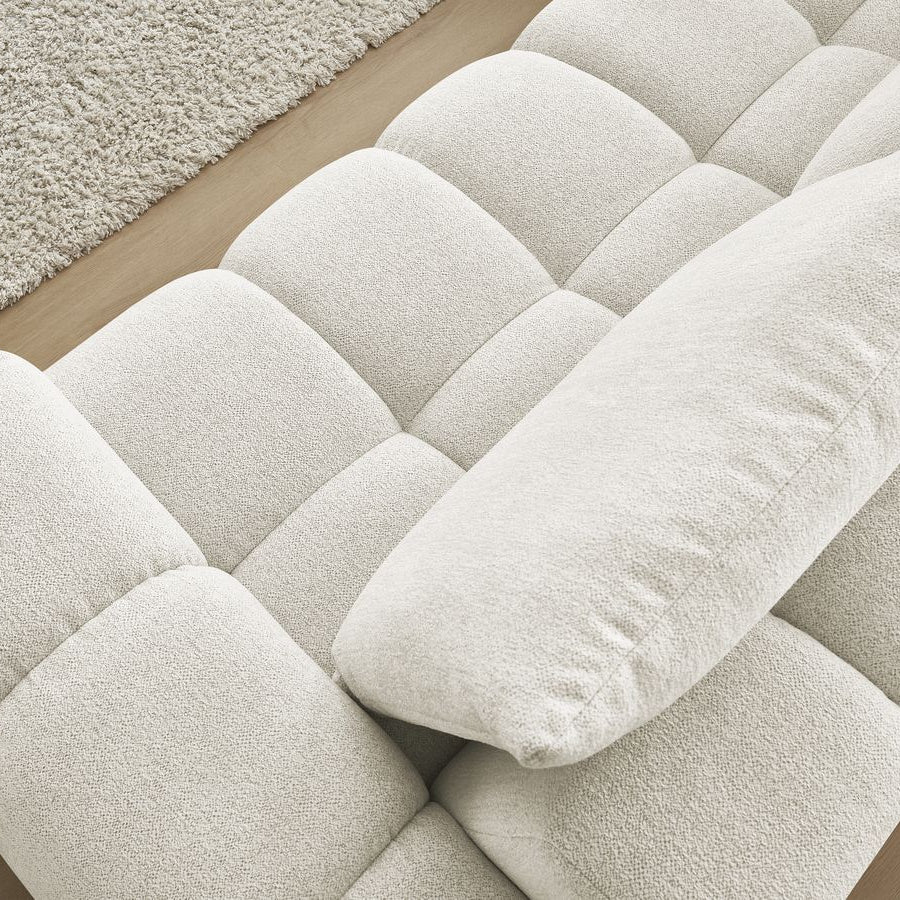 Canapé d'angle gauche BOBOCHIC Everest 4 places en tissu blanc texturé