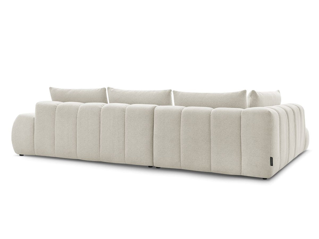 Canapé d'angle gauche BOBOCHIC Everest 4 places en tissu blanc texturé
