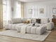 Canapé d'angle gauche EVEREST 4 coussins tissu texturé avec pouf