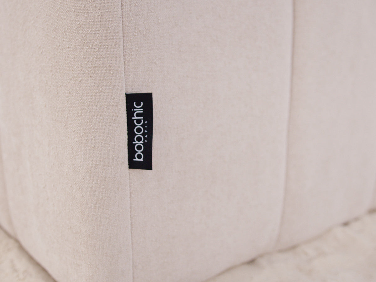 Canapé d'angle gauche EVEREST 4 coussins tissu texturé avec pouf