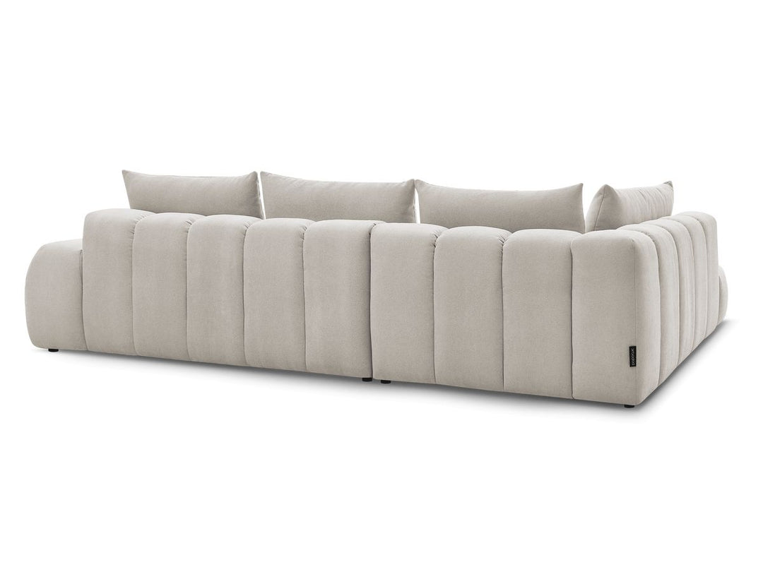 Canapé d'angle gauche EVEREST 4 coussins tissu texturé avec pouf