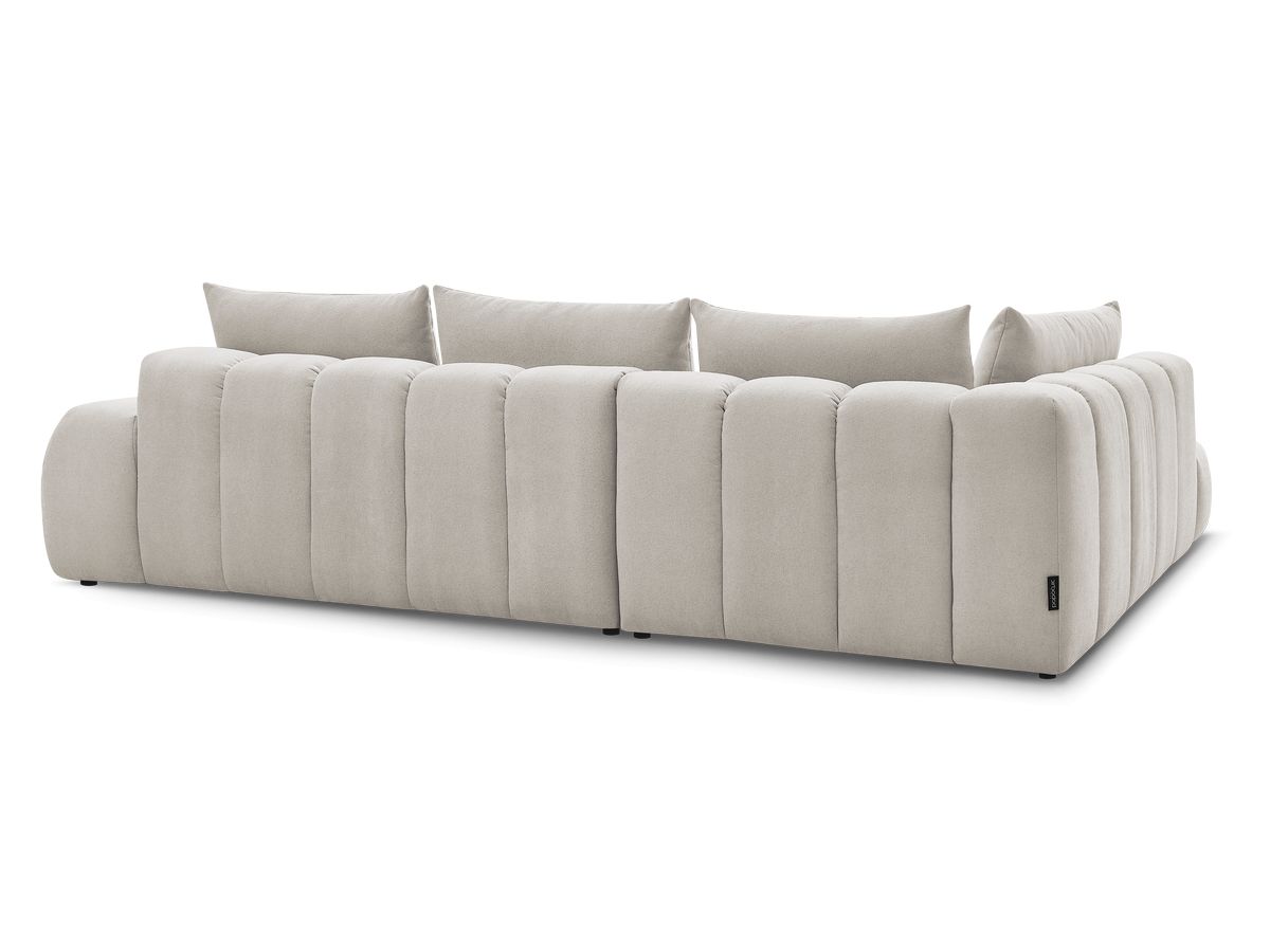 Canapé d'angle gauche EVEREST 4 coussins tissu texturé avec pouf
