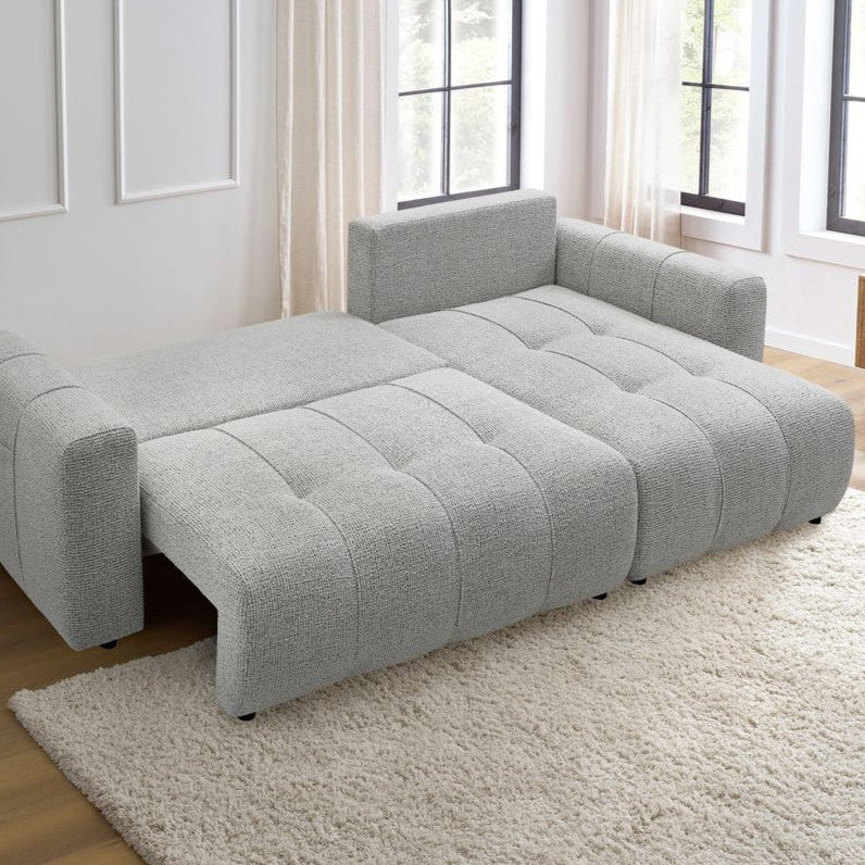 Canapé BOBOCHIC d'angle réversible convertible coffre ARSENE gris clair