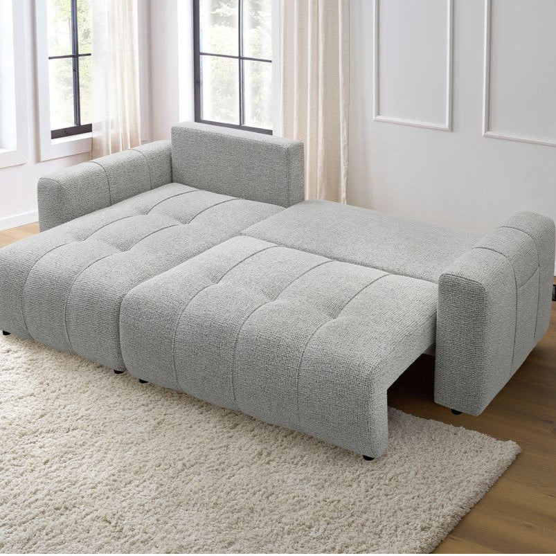 Canapé BOBOCHIC d'angle réversible convertible coffre ARSENE gris clair