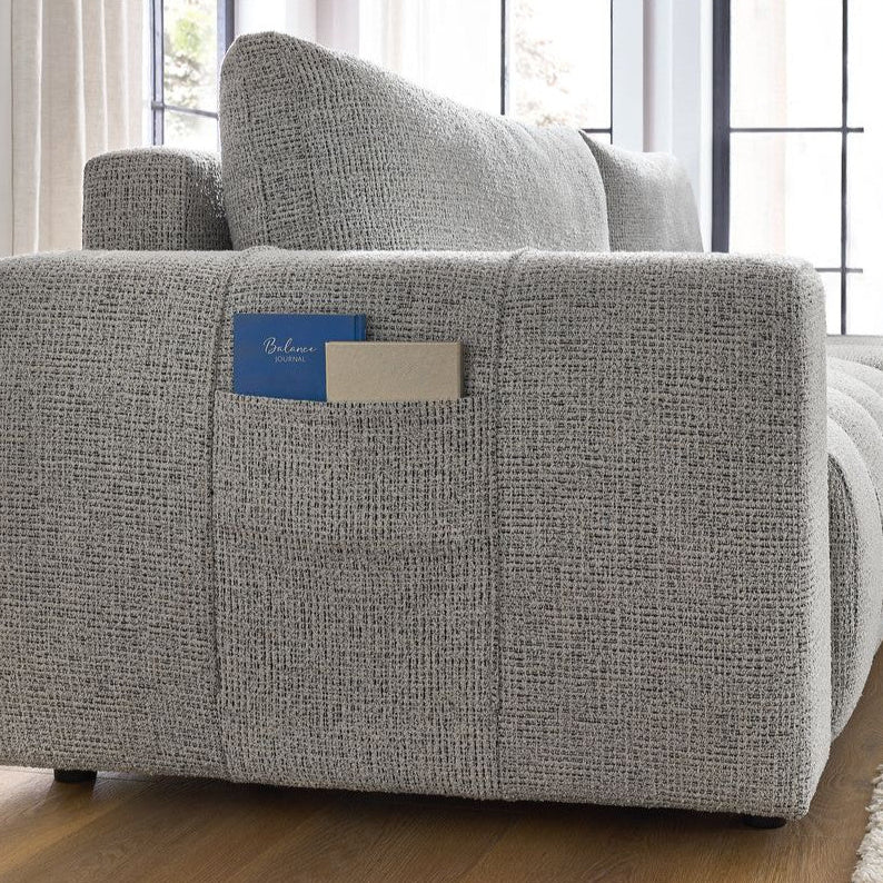 Canapé BOBOCHIC d'angle réversible convertible coffre ARSENE gris clair