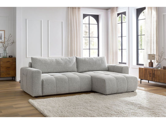Canapé BOBOCHIC d'angle réversible convertible coffre ARSENE gris clair